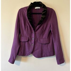 Fabian Filippi Purple Jacket Coat Blazer Velvet Trim Collar Ladies Small